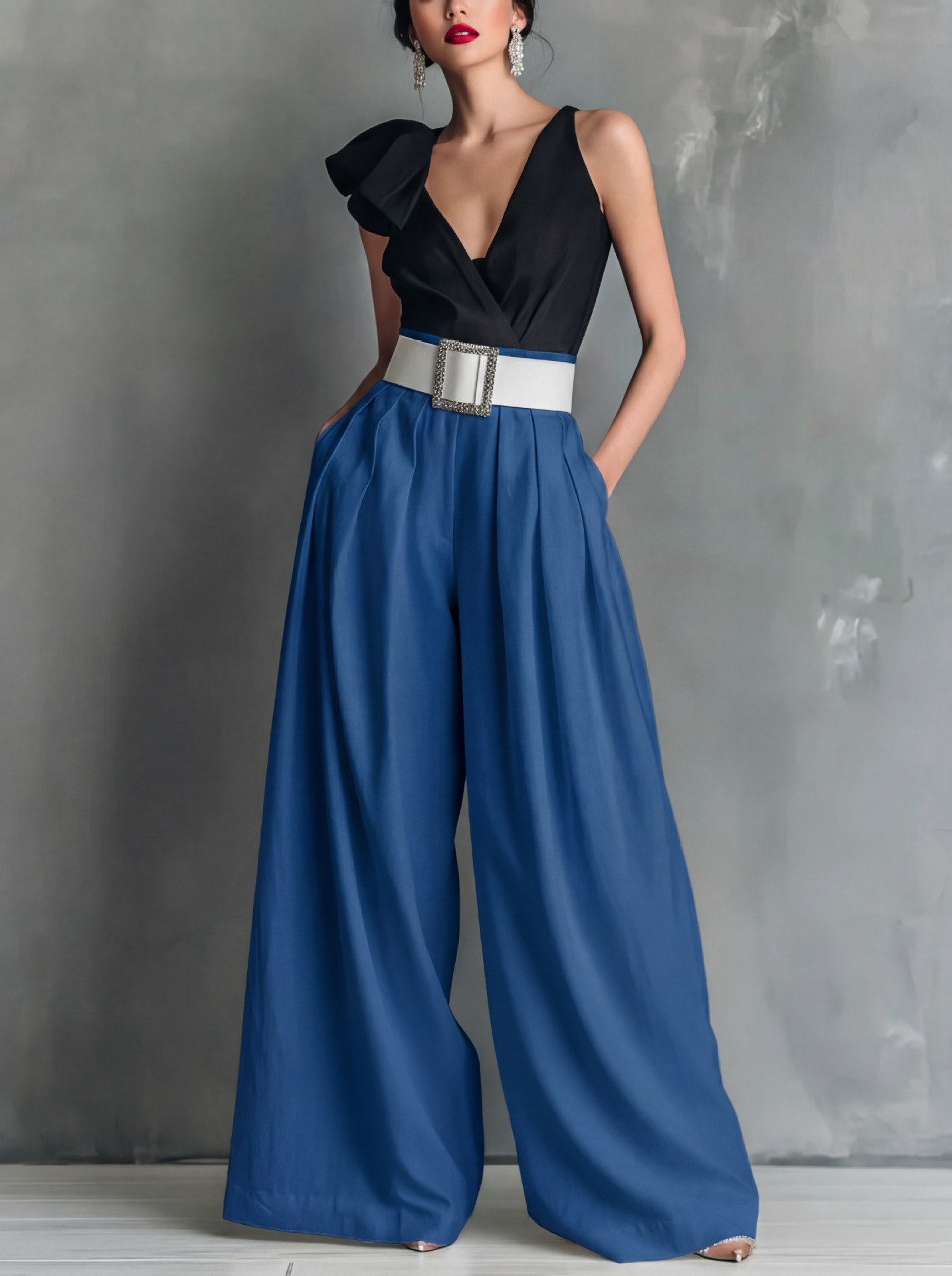 High-Waist Loose Straight-Leg Solid Color Pants for Work and Casual Wear, 10 Colors