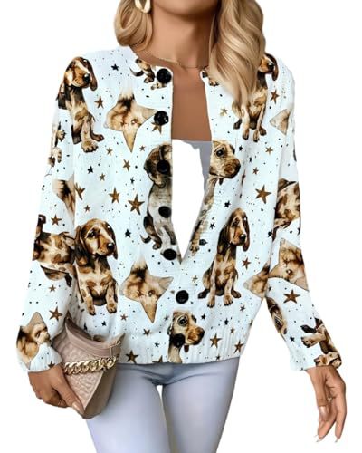 Women's Animal Boho Print Button Cardigan Sweater