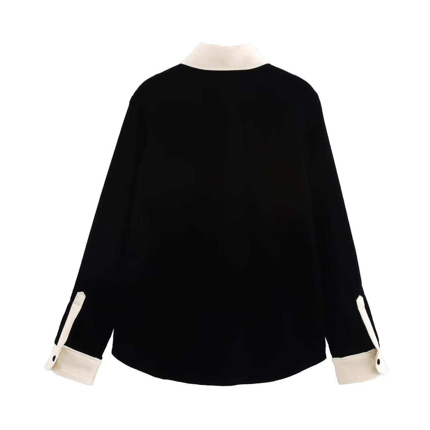 Velvet-Like Spliced Shirt and Pants Set