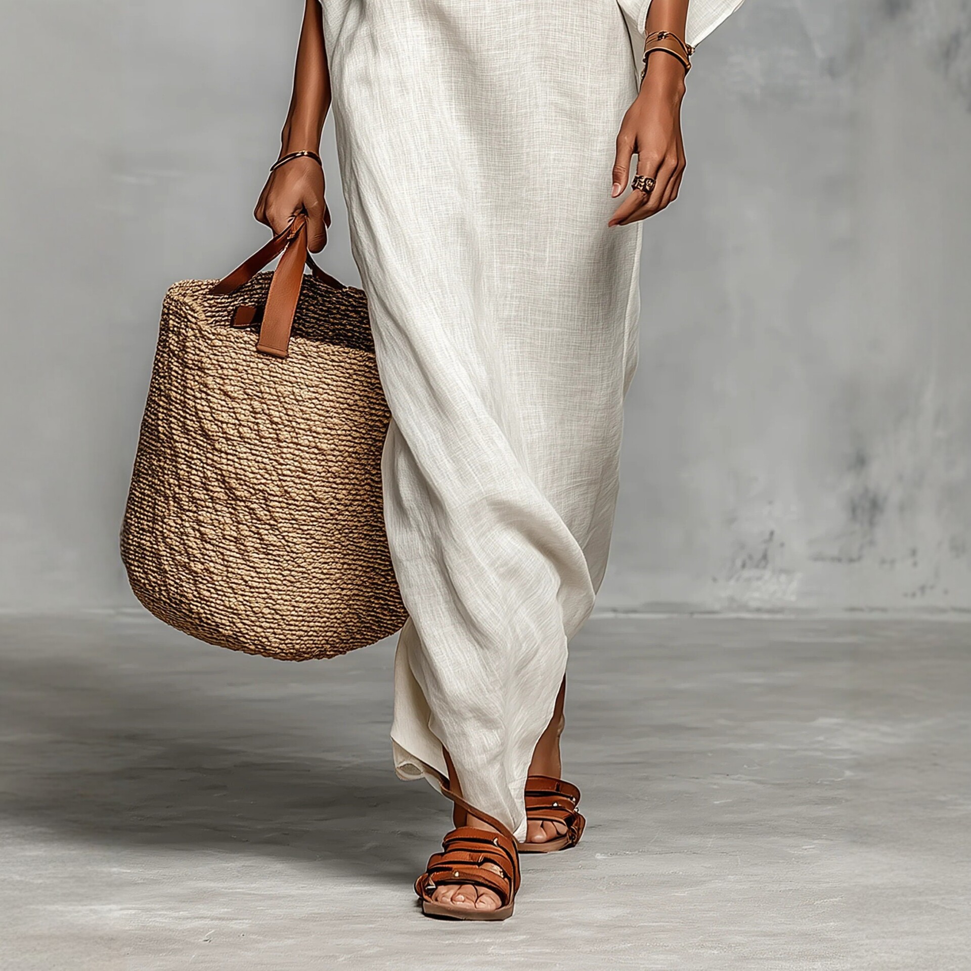 Striped Off-Shoulder Linen Dress Women's Summer Casual Long Dress