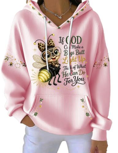 Women's Bee Letter Print Casual Hoodie