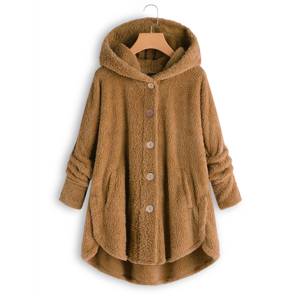 Women's Asymmetrical Fleece Hooded Cardigan with Pockets