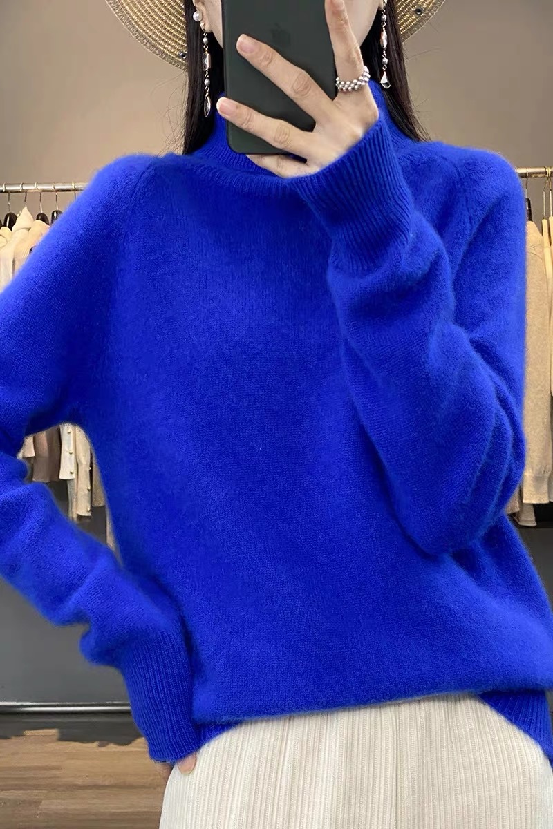 Women's Thick High-Neck Loose Knit Pullover Sweater