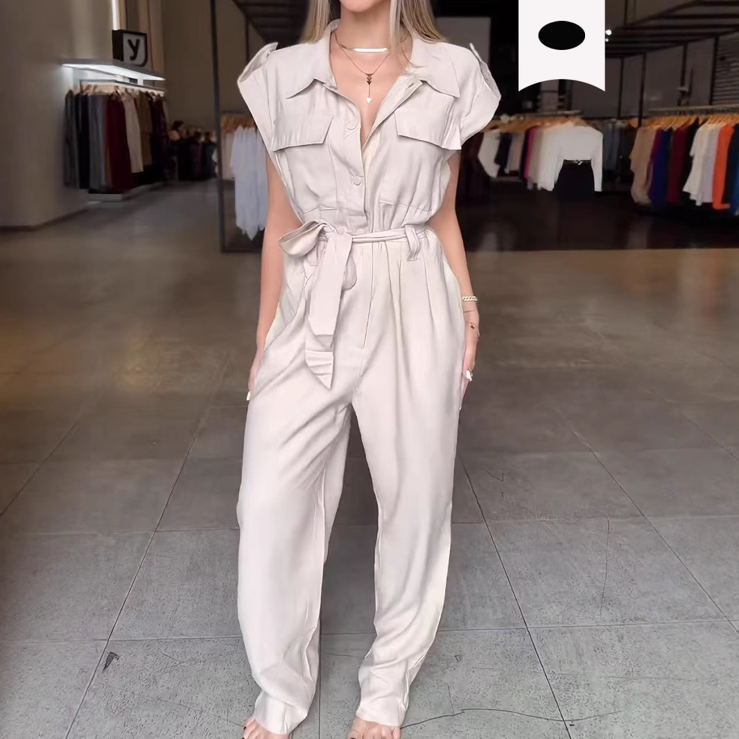 Women's High-Waist Wide-Leg Sleeveless Utility Jumpsuit