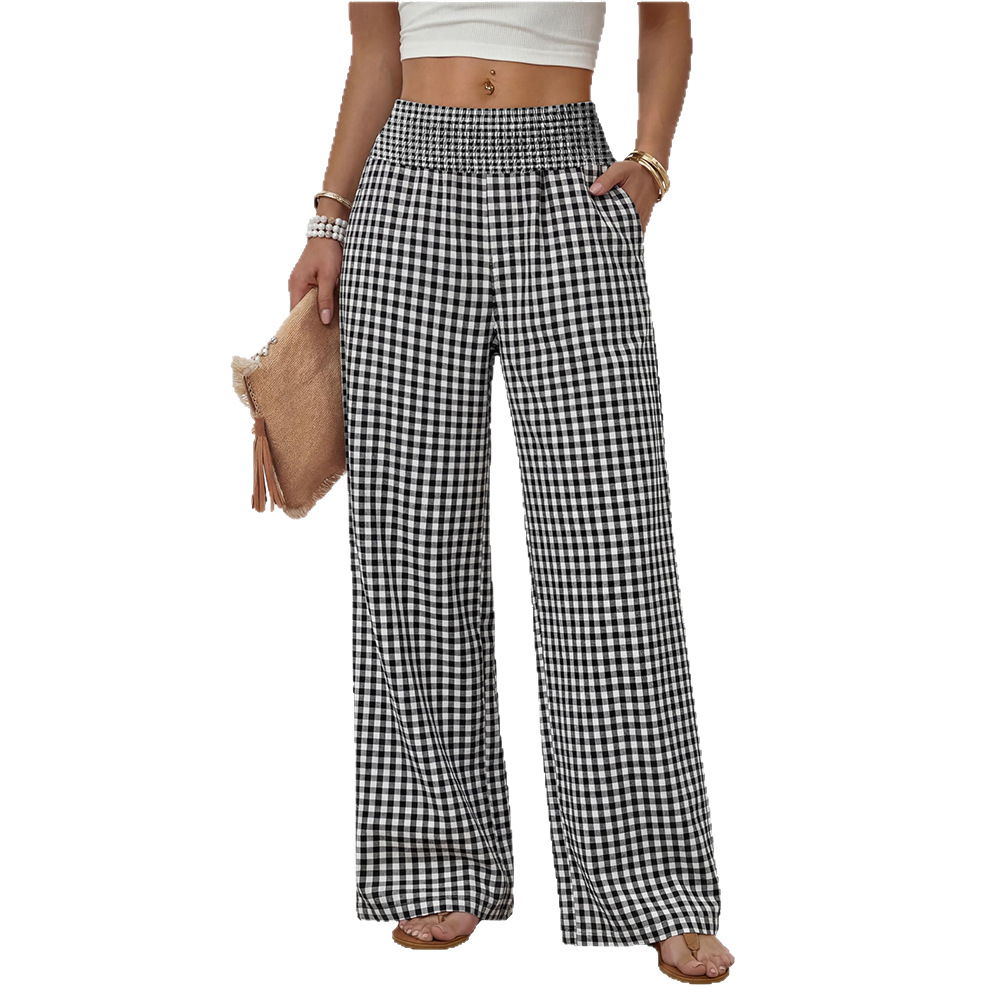 High-Waisted Striped Wide-Leg Pants with Pockets
