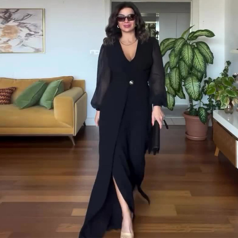Women's Solid Color Long Sleeve Belted Jumpsuit