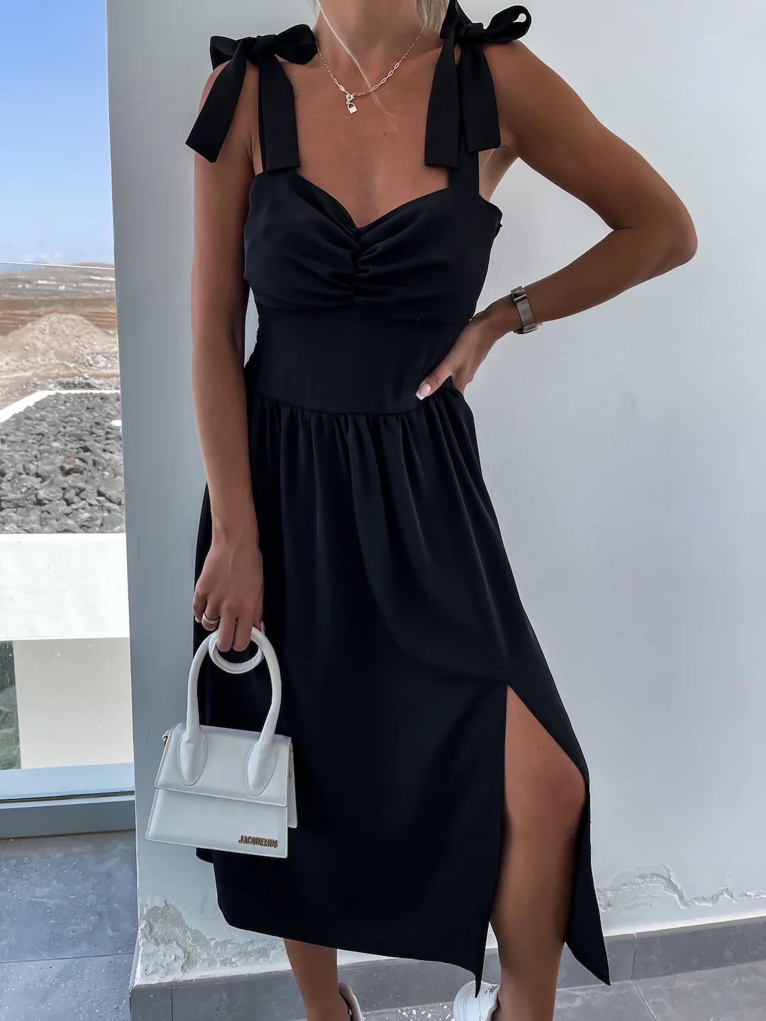 Women's Waist-Cinching Slit Lace-Up Sleeveless Cami Dress