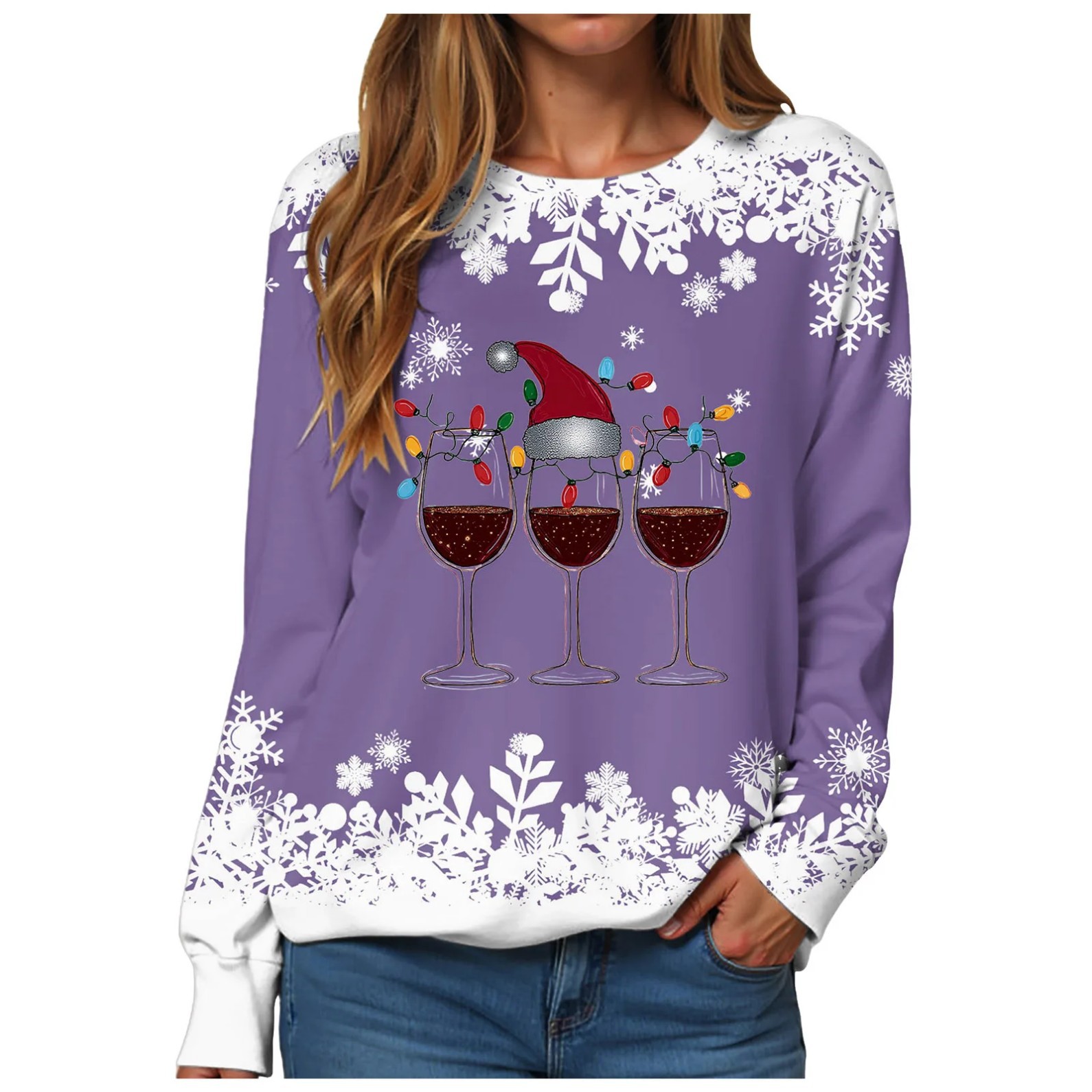 Women's Christmas Print Crewneck Sweatshirt