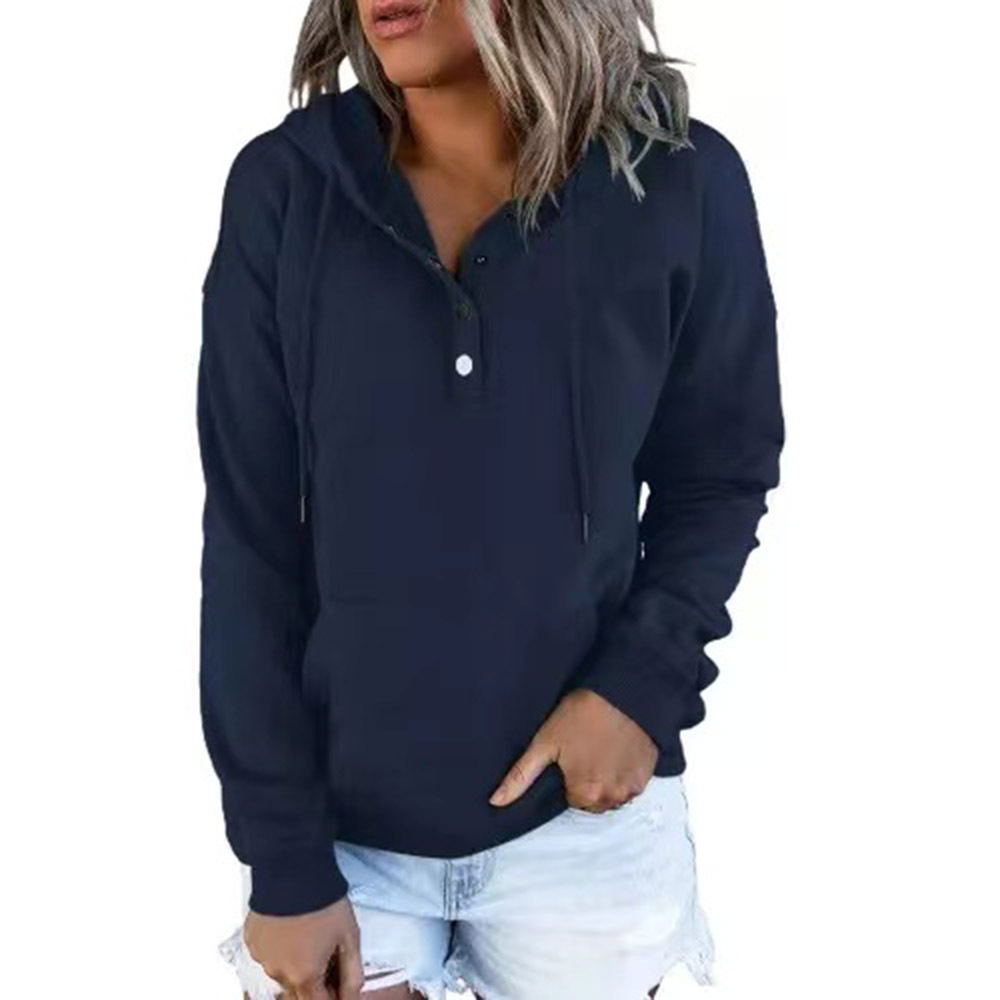 Women's Long-Sleeve Loose Hooded Sweatshirt