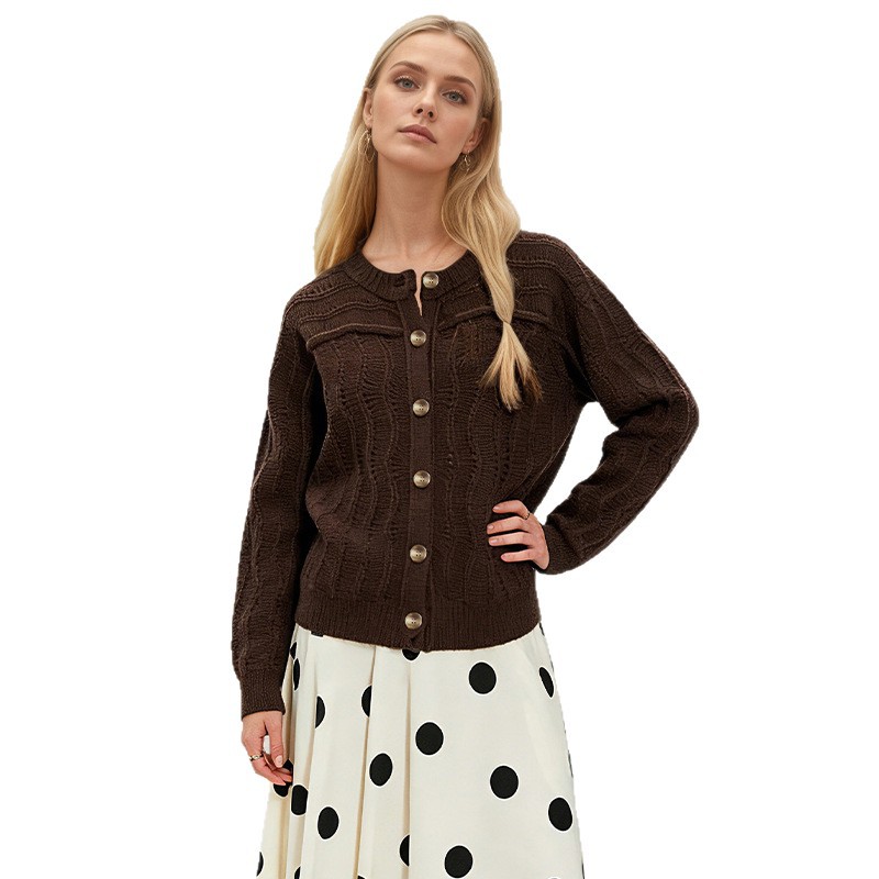 Button-Front Knit Cardigan Sweater for Women