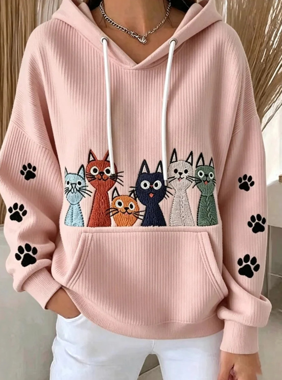 Women's Cat Paw Print Casual Sweatshirt