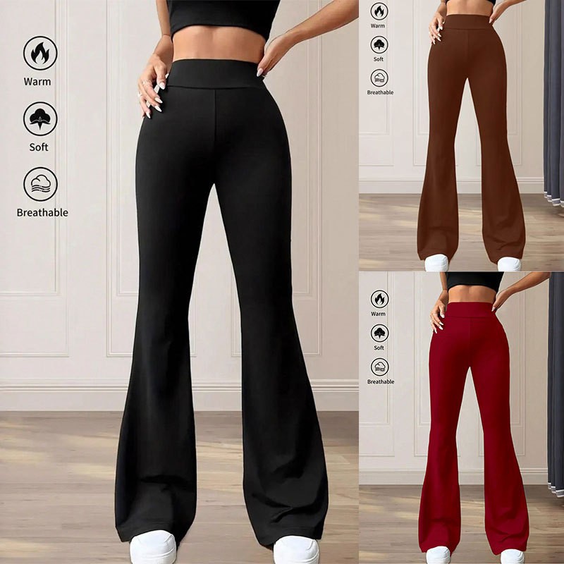 Women's High-Waist Flared Pants Loose Floor-Length Casual Slimming Trousers