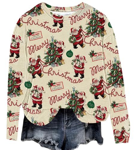 Women's Santa Letter Print Crewneck Sweatshirt