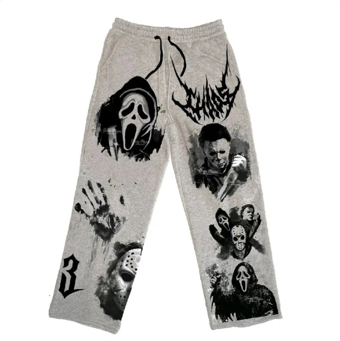 Women's Skull Print Straight-Leg Casual Pants