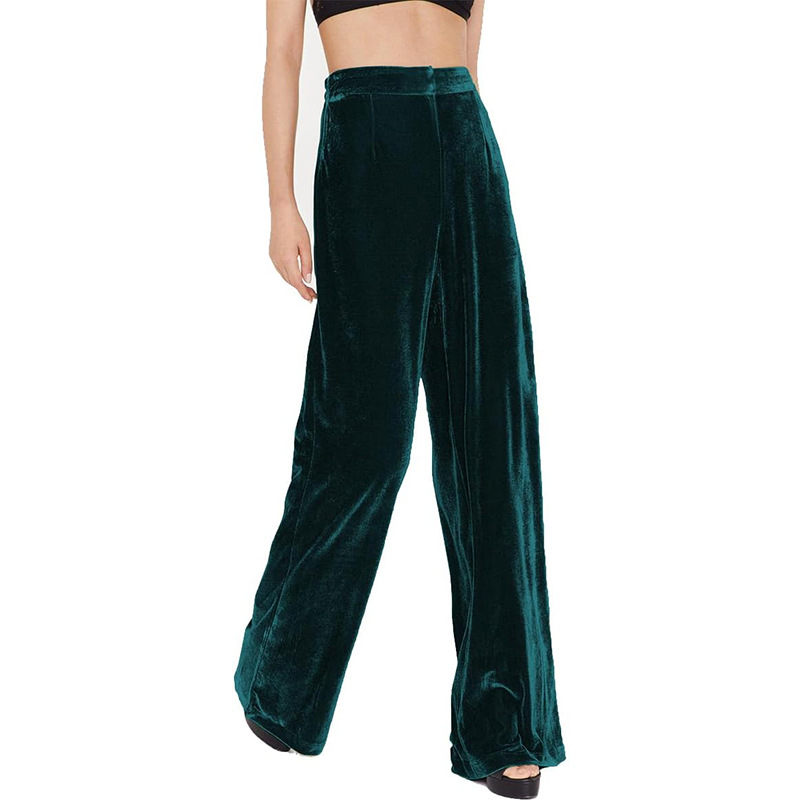 Women's High-Waist Wide-Leg Velvet Pants French Elegant Loose Fit