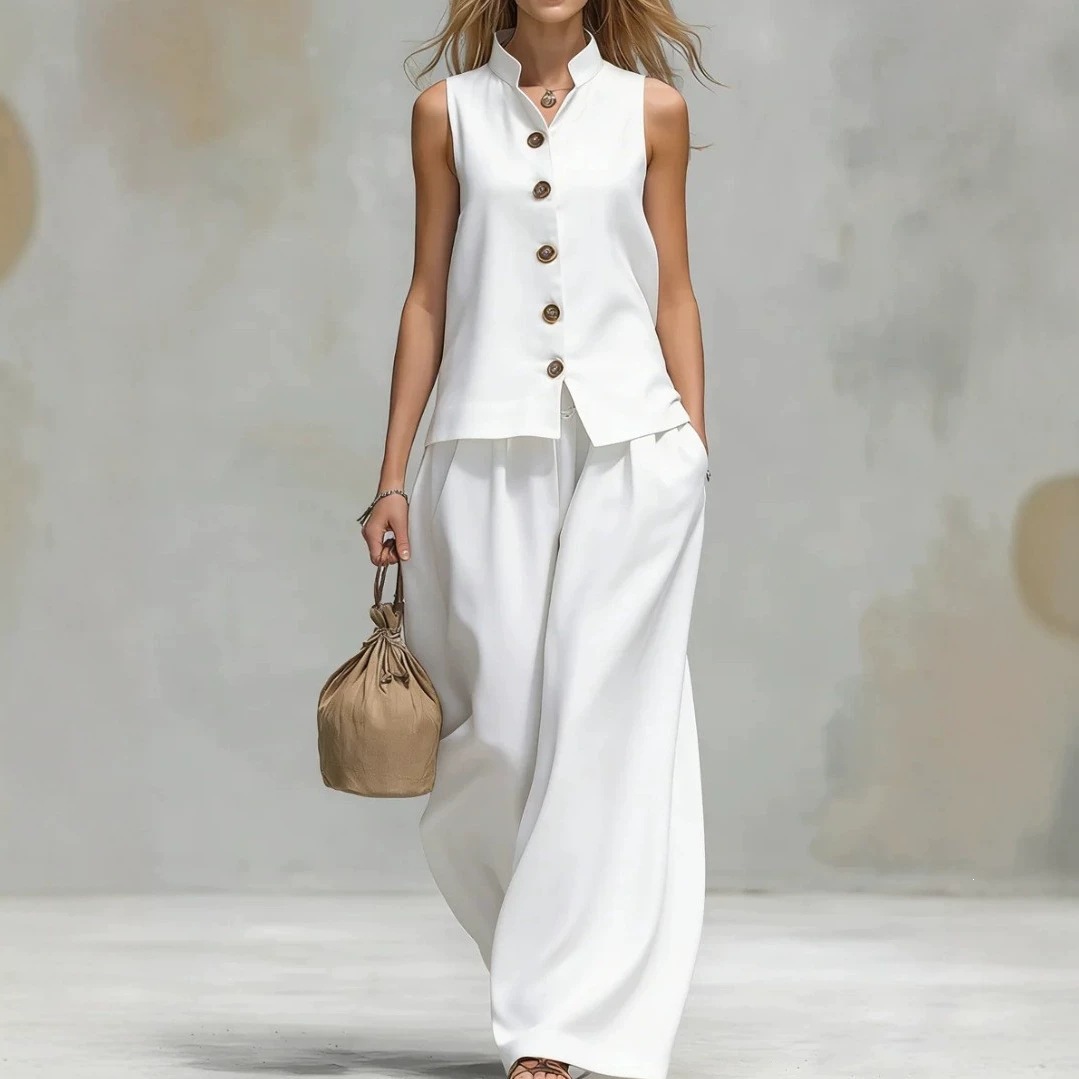 V-Neck Tank Top and Pants Two-Piece Set