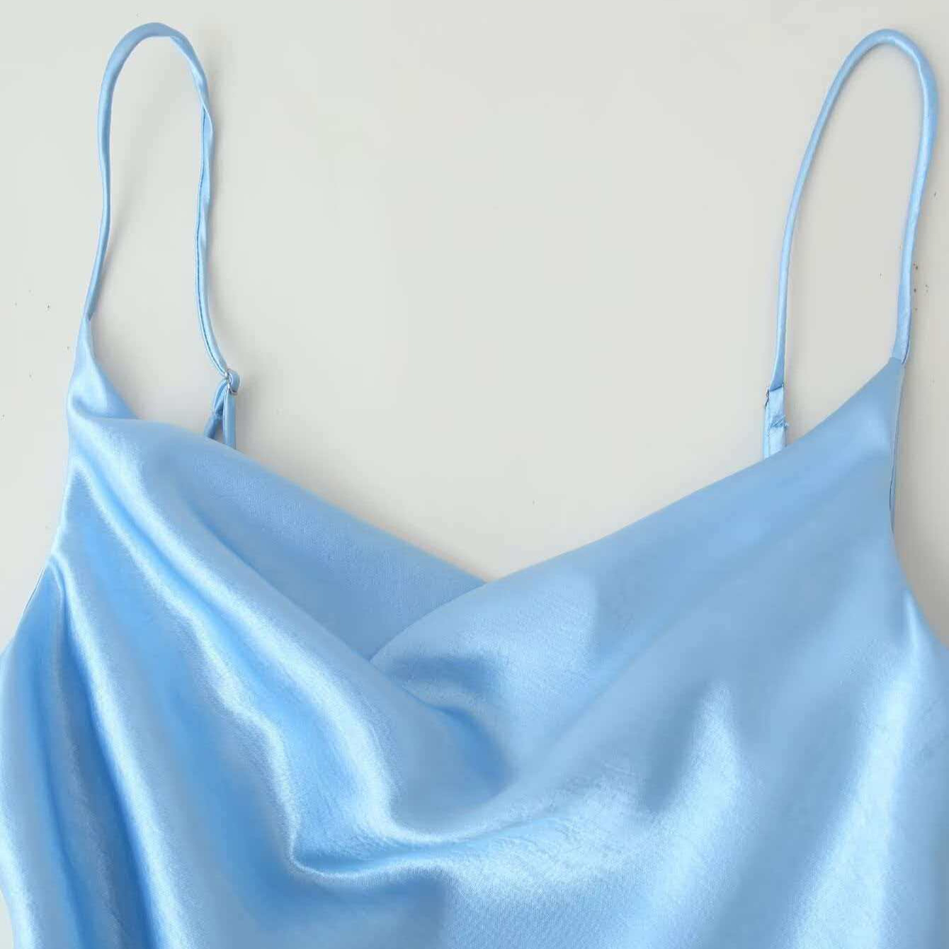 Women's Summer Draped Cowl Neck Sleeveless Mermaid Cami Dress