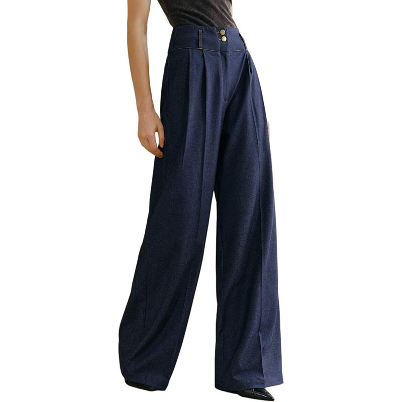 Raw Color Retro High-Waist Wide-Leg Straight Jeans for Women