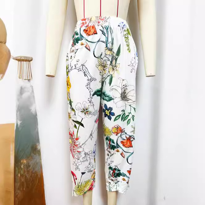 Women's Printed Loose Casual Capri Pants Beachwear