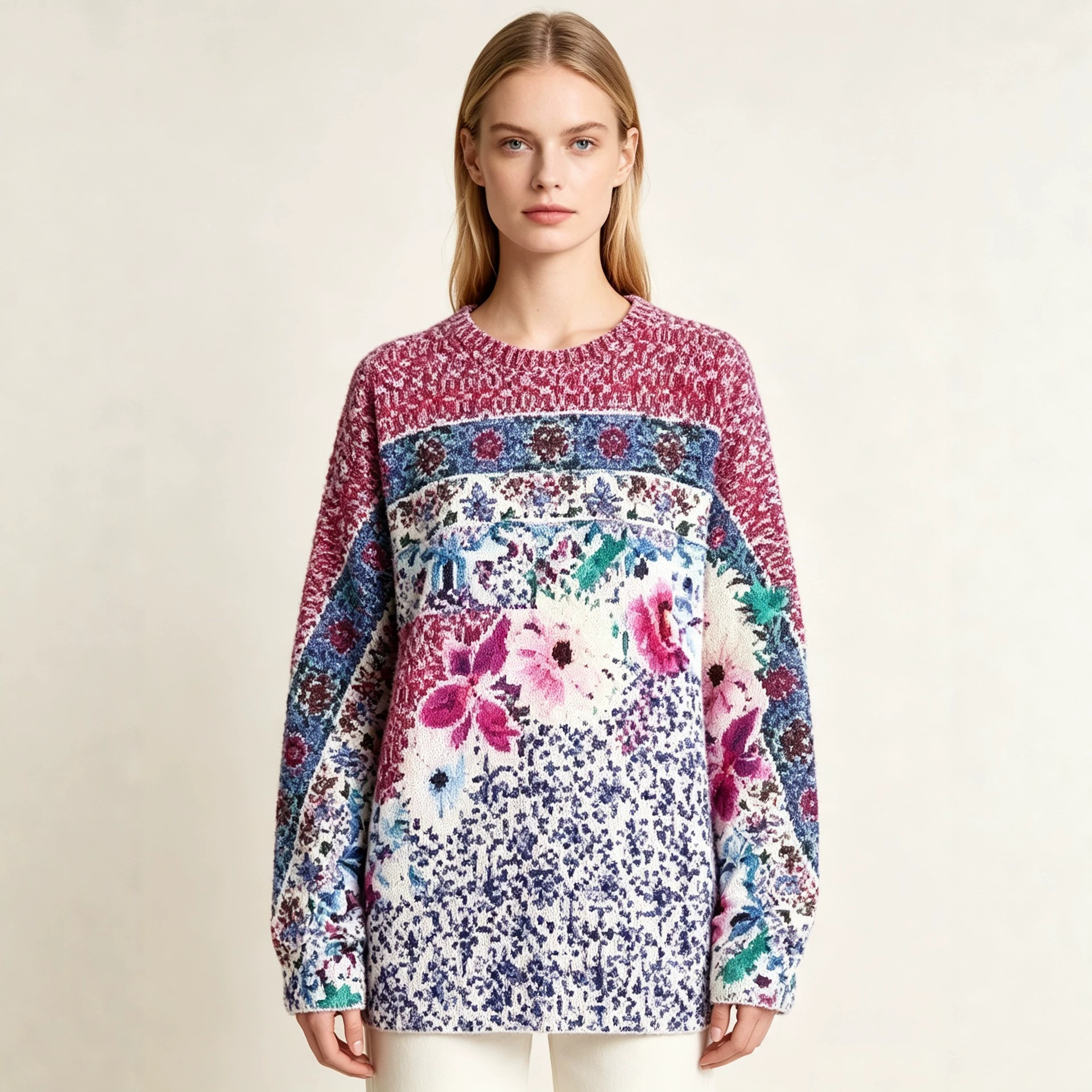 3D Print Christmas Sweater Women's Crewneck Long Sleeve Knit Pullover