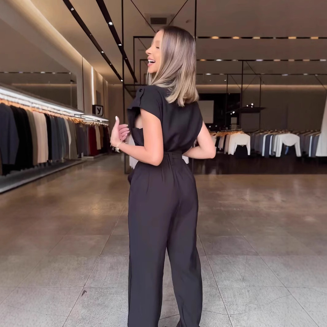 Women's High-Waist Wide-Leg Sleeveless Utility Jumpsuit
