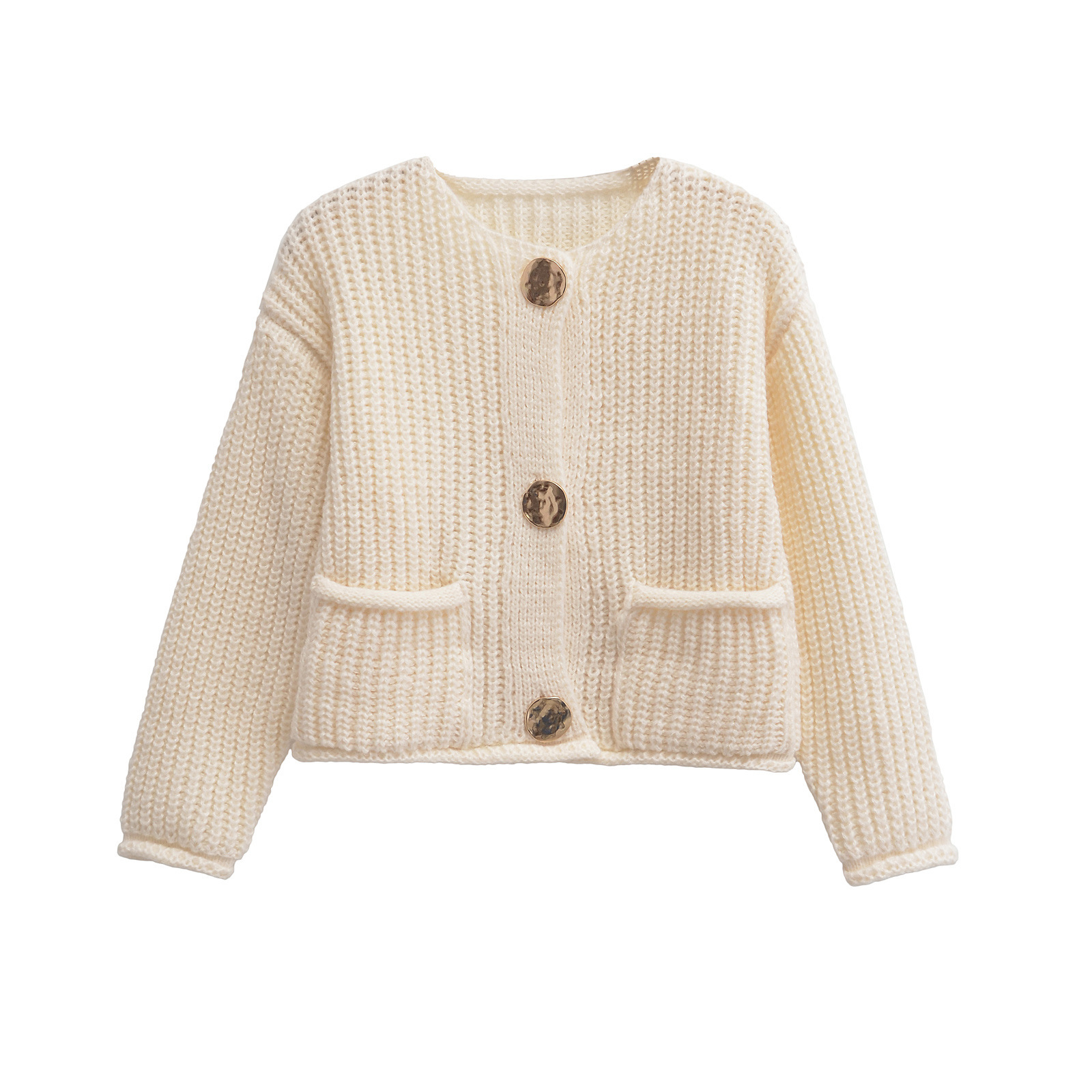 Women's Crewneck Long Sleeve Knit Cardigan Sweater