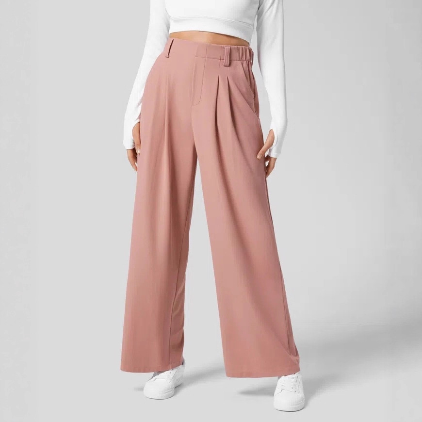 High-Waist Wide-Leg Drapey Casual Pants for Women