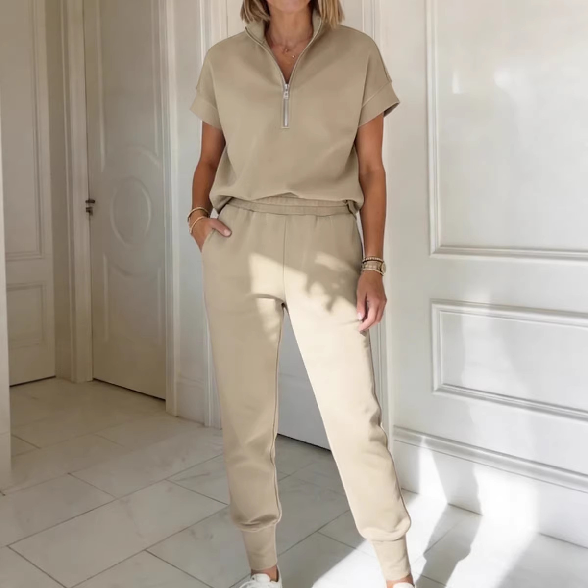 Spring Summer Casual T-Shirt and Pants Two-Piece Set