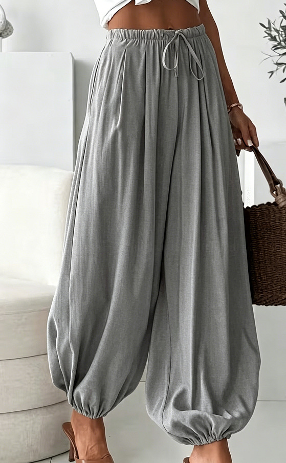 Women's Summer Elastic Waist Harem Pants Loose Fit Thin Long Pants