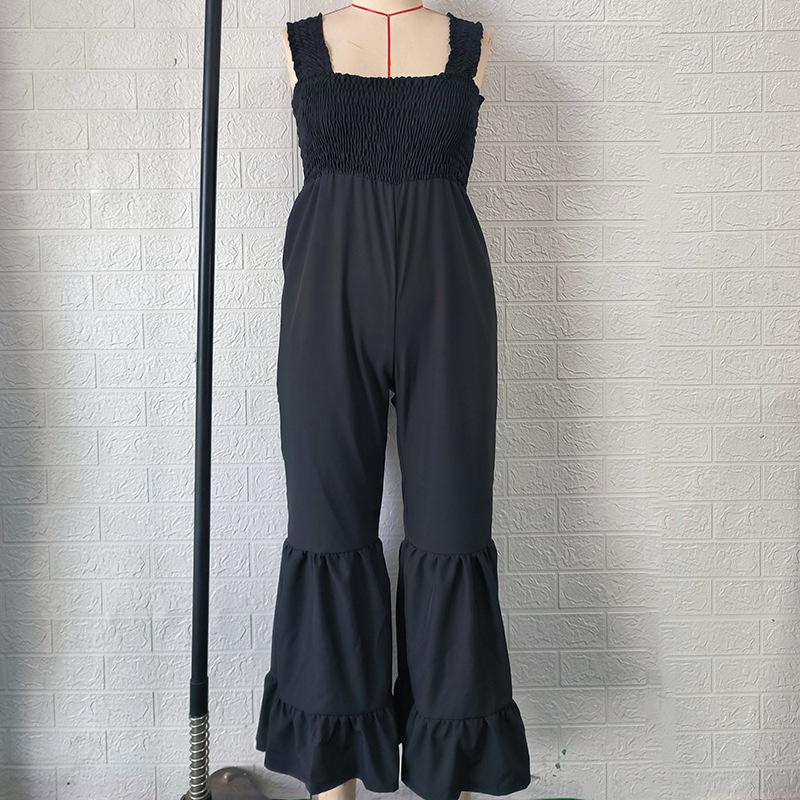 Women's High-Waist Sleeveless Jumpsuit with Straight-Leg Pants