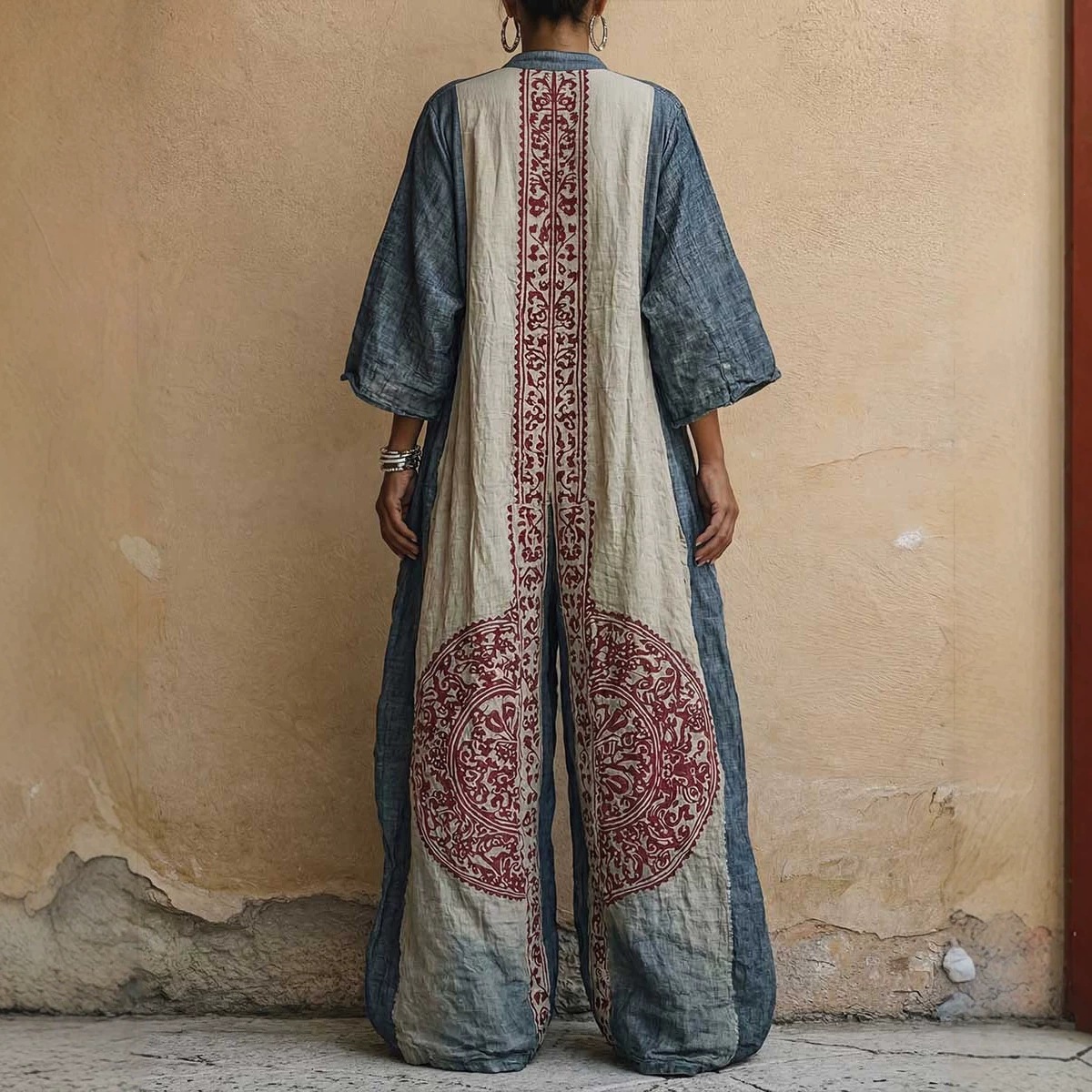 Boho Print Wide-Leg Pants Fashion Set for Women