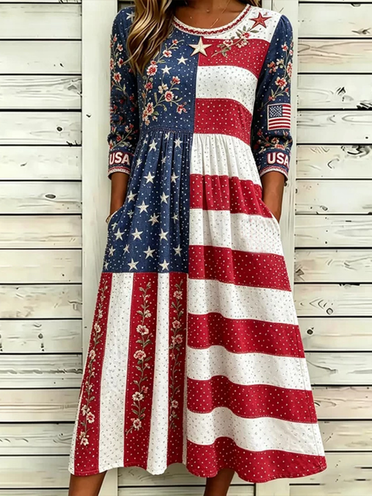 Women's Floral Print Ruched Bodycon Midi Dress Sleeveless Crew Neck