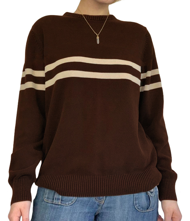 Striped Crewneck Long Sleeve Knit Sweater