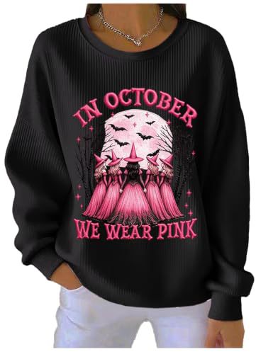 Halloween Bat Witch Print Crewneck Long-Sleeve Pullover Sweatshirt