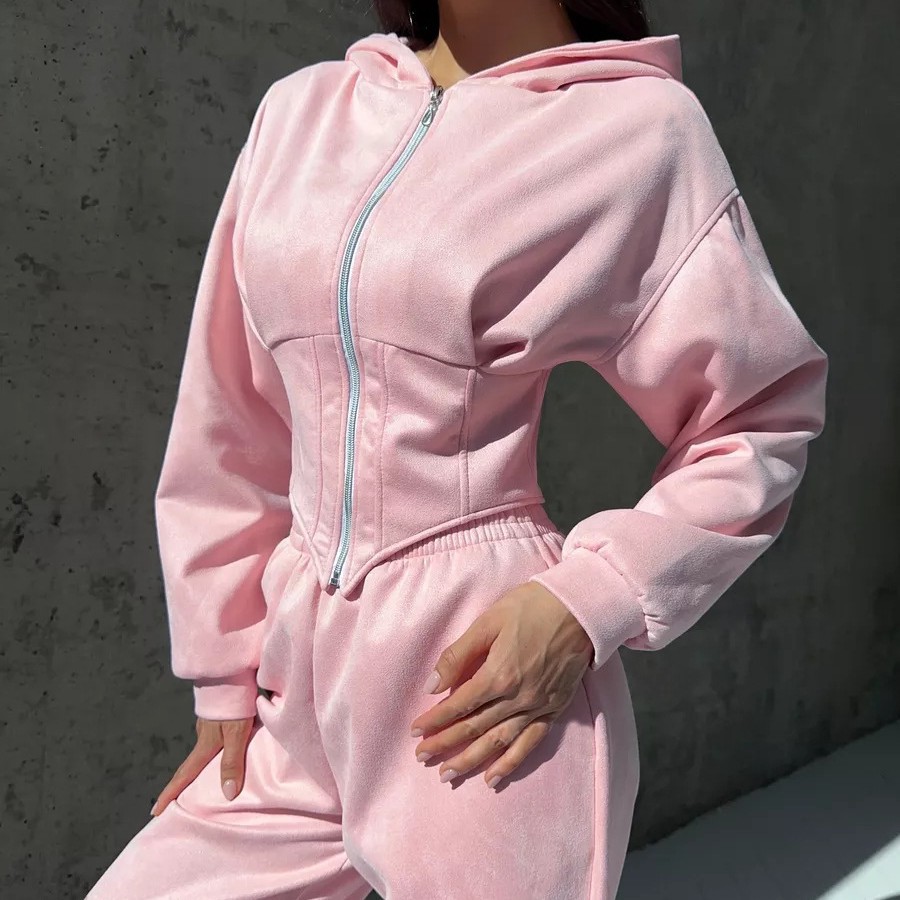 Women's Solid Color Cinched Waist Hoodie and Pants Set Casual Two-Piece