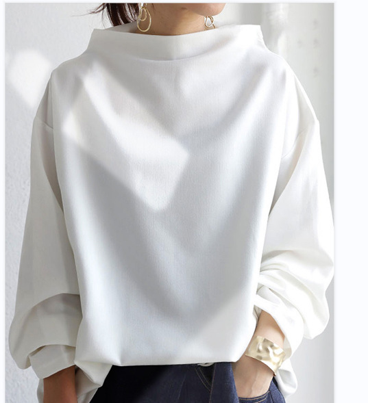 Women's Loose Fit Mock Neck Long Sleeve Top
