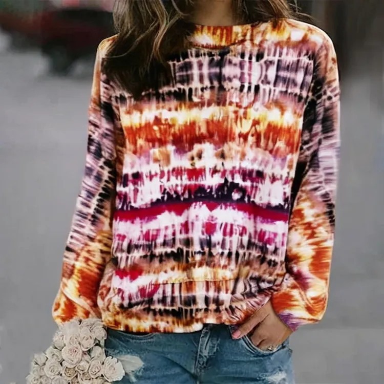 3D Print Women's Sweater Crewneck Pullover Casual Loose Long Sleeve Knit Top