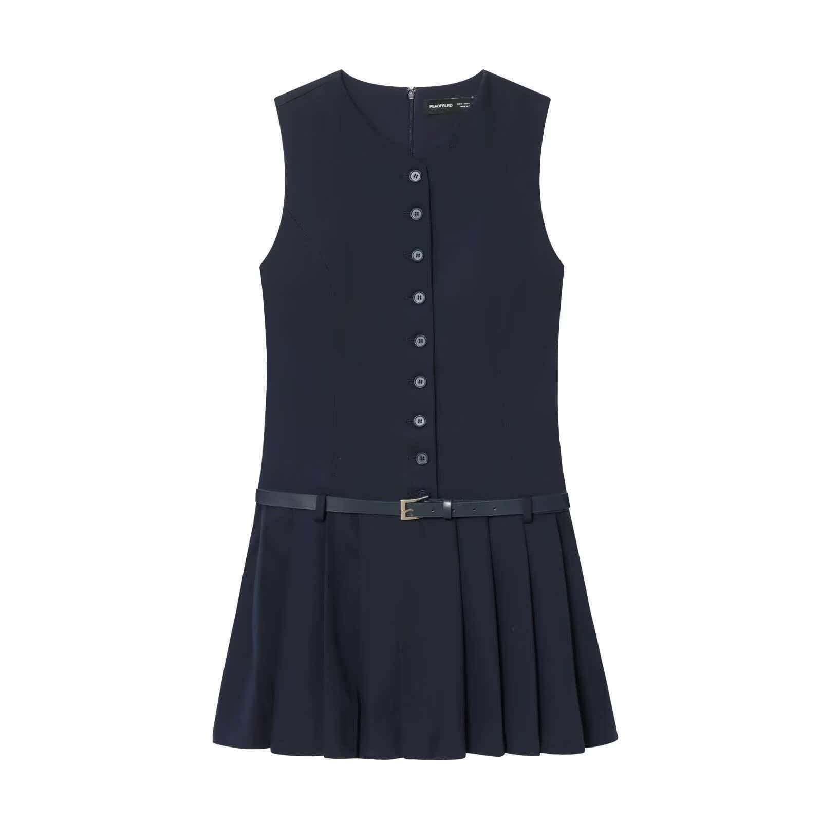 Women's Summer Sleeveless Black Pleated Bodycon Dress