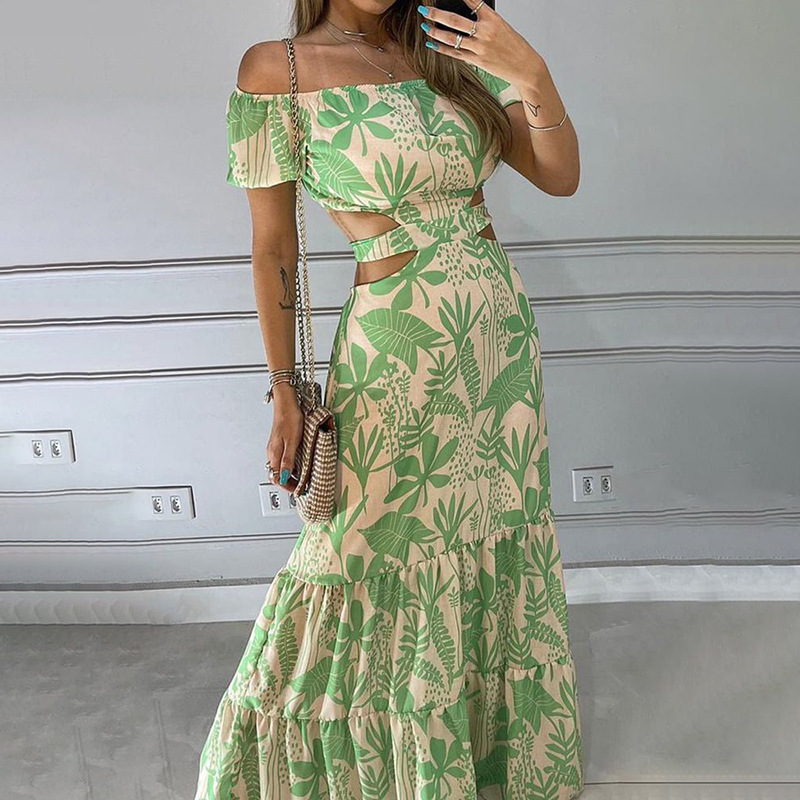 Women's Off-Shoulder Floral Print Maxi Dress