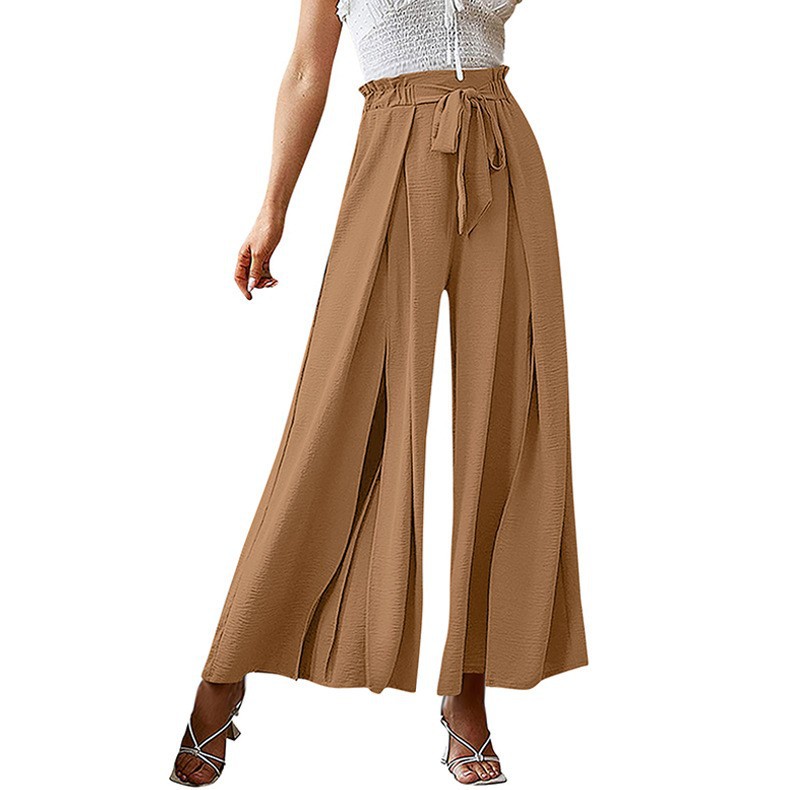 Elegant Bow High-Waist Pleated Wide-Leg Pants for Women