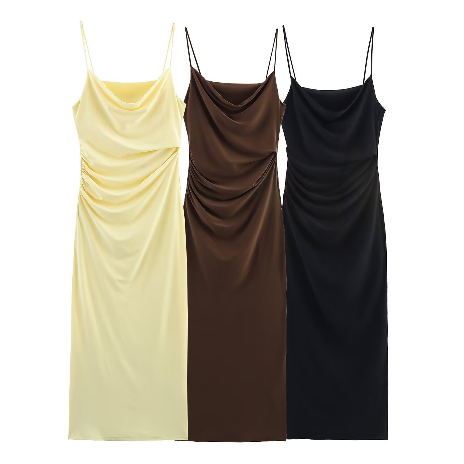 Pleated Bodycon Cami Dress Sleeveless Midi