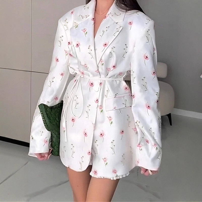 Women's V-Neck Tie-Waist Slimming Loose Fit Coat
