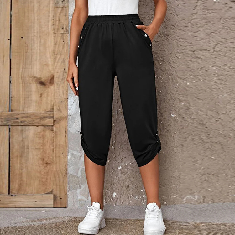 Women's Casual Capri Pants with Elastic Waist