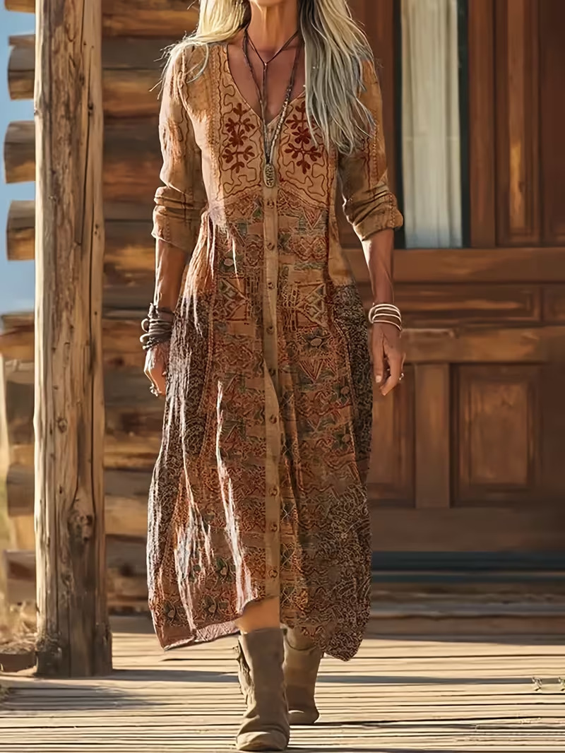 Women's Ocean Floral Print Ruched Midi Dress