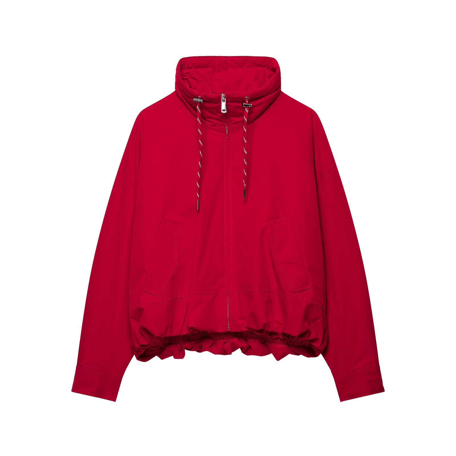 Women's Hooded Drawstring Pullover Windbreaker Jacket
