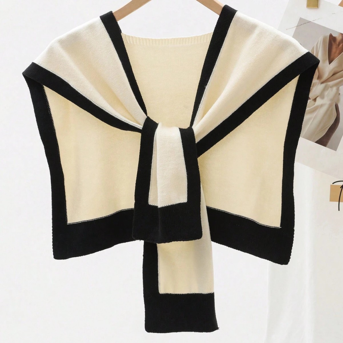 Color-Block Knit Shawl Wrap for Women – Lightweight Neck Cover
