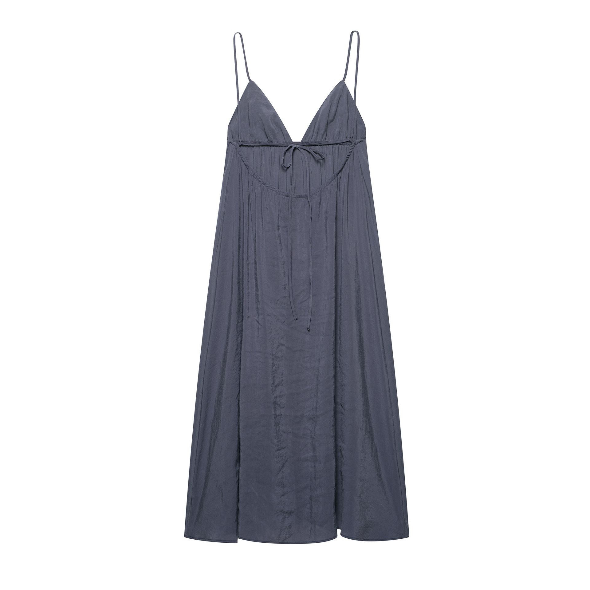 V-Neck Cami A-Line Midi Dress with Belt