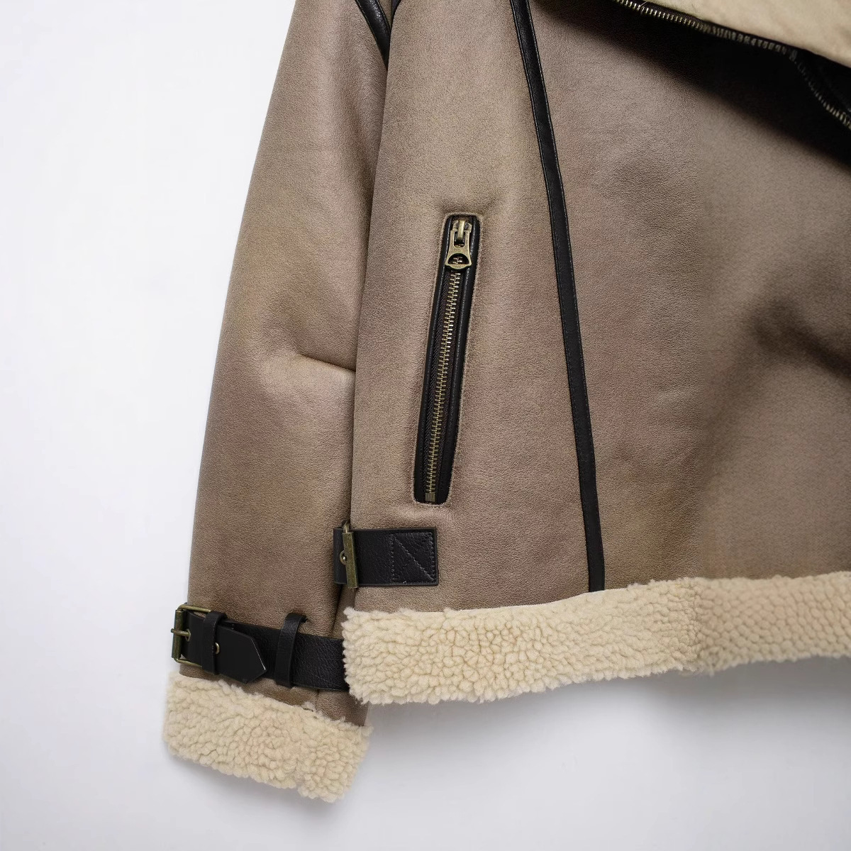 Women's Double-Sided Zip Jacket with Strap Hem Detail