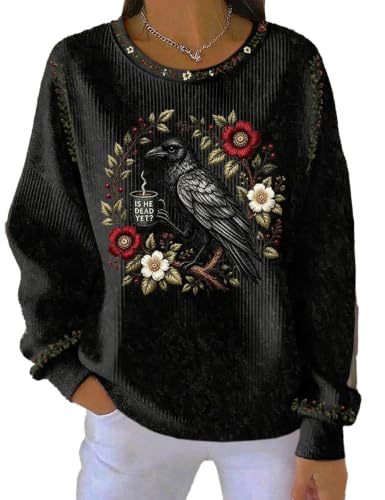 Women's Raven Floral Print Casual Hoodie