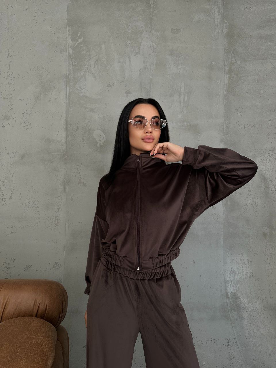 Women's Long Sleeve Zip-Up Collared Cardigan Sweatshirt and Pants Set